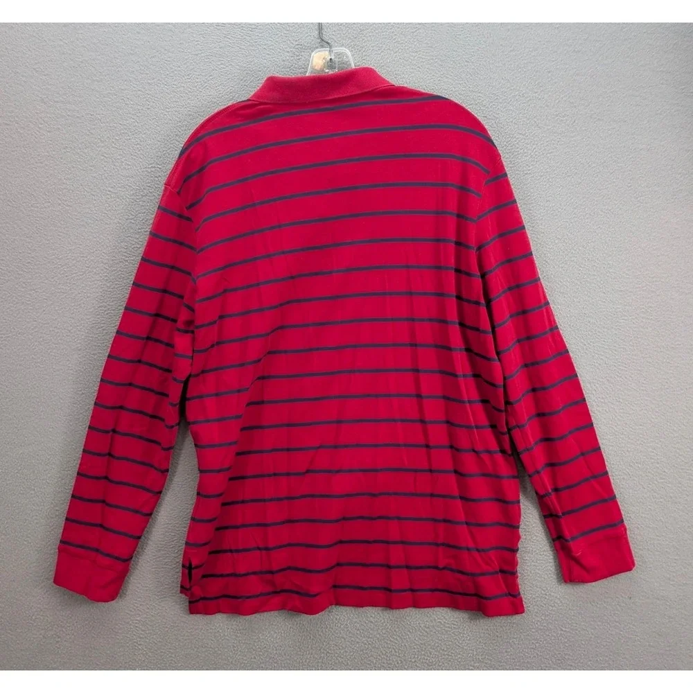 Lot of 2 Polo Ralph Lauren Men's XL Long Sleeve‎ Polo Shirt Purple Red Striped